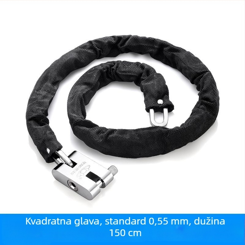 Lančano zaključavanje s zaštitom od krađe i rezanja, od čelika, model 698573, Guangzhou Jingli, namijenjeno triciklima, biciklima, motociklima i električnim vozilima, moderni minimalistički dizajn.