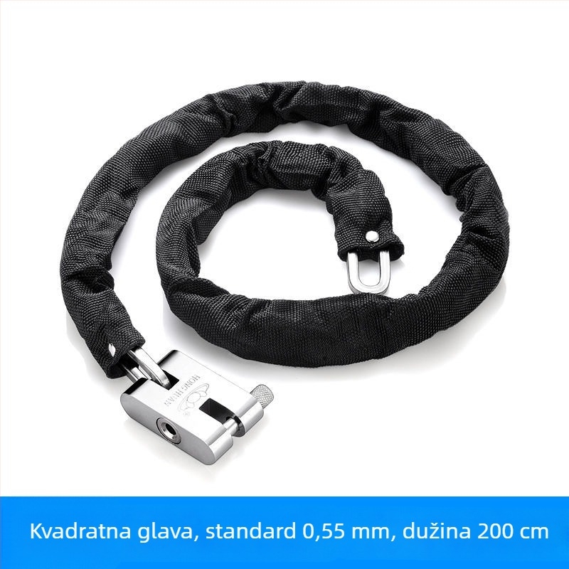 Lančano zaključavanje s zaštitom od krađe i rezanja, od čelika, model 698573, Guangzhou Jingli, namijenjeno triciklima, biciklima, motociklima i električnim vozilima, moderni minimalistički dizajn.