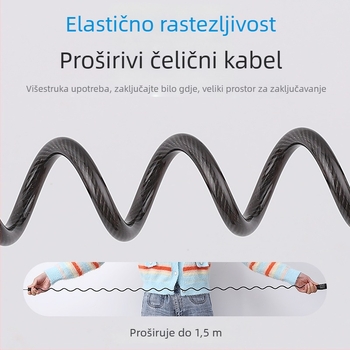 Kabel zaključavanje s lozinkom – kabel od čelične žice cinkovog legura, Model: Kabel zaključavanje s lozinkom, Tip: Numerički kod, Namijenjeno za kacigu, kovčeg i ormarić, Stil: Moderan minimalistički