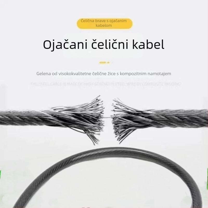 Katanac za bicikl - prenosni, čelični kabel i debeli lanac, zaključavanje, zaštita od krađe