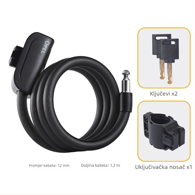 OPEL JTS-K čelični lokot za bicikle, za gradske i planinske bicikle, 0,4 kg