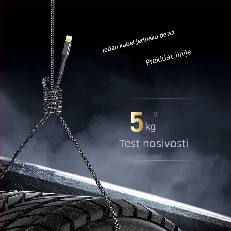 Semida Sheng Apple Lightning kabel za brzo punjenje, 20W, pleteni, s jednim krajem