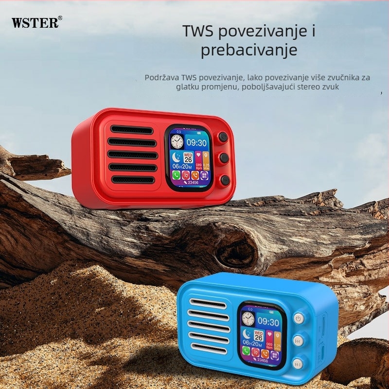 Bluetooth zvučnik s budilicom, prikazom tekstova i dodirnim zaslonom – 5W, Bluetooth 5.3, ugrađena baterija 1000–1200 mAh