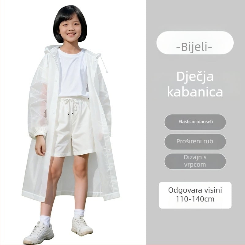 Dječji EVA kišna jakna, dugi kroj, zaštita cijelog tijela, za školu i putovanja, prenosni pončo