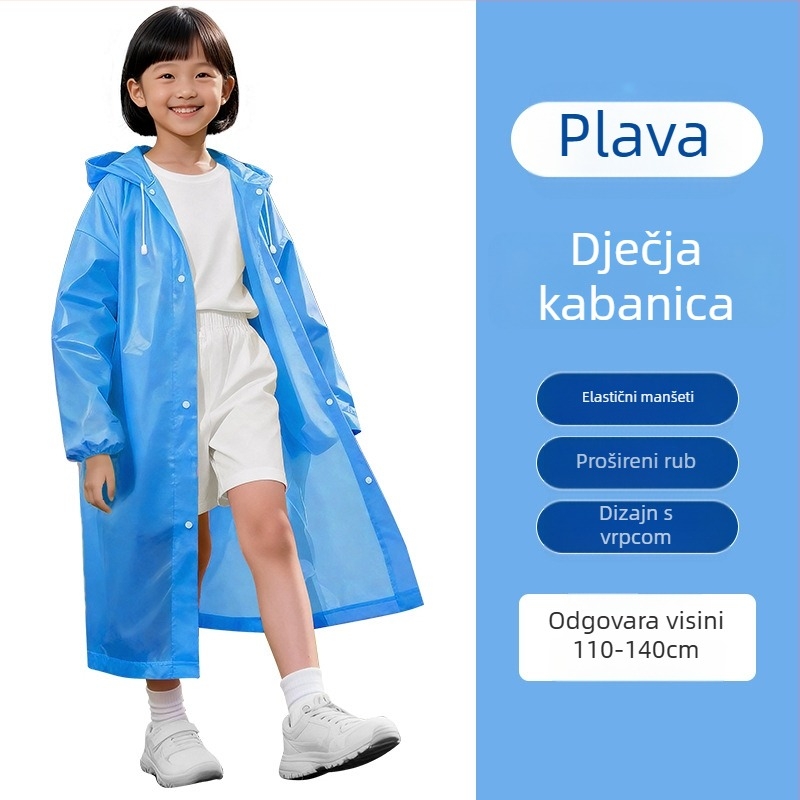 Dječji EVA kišna jakna, dugi kroj, zaštita cijelog tijela, za školu i putovanja, prenosni pončo