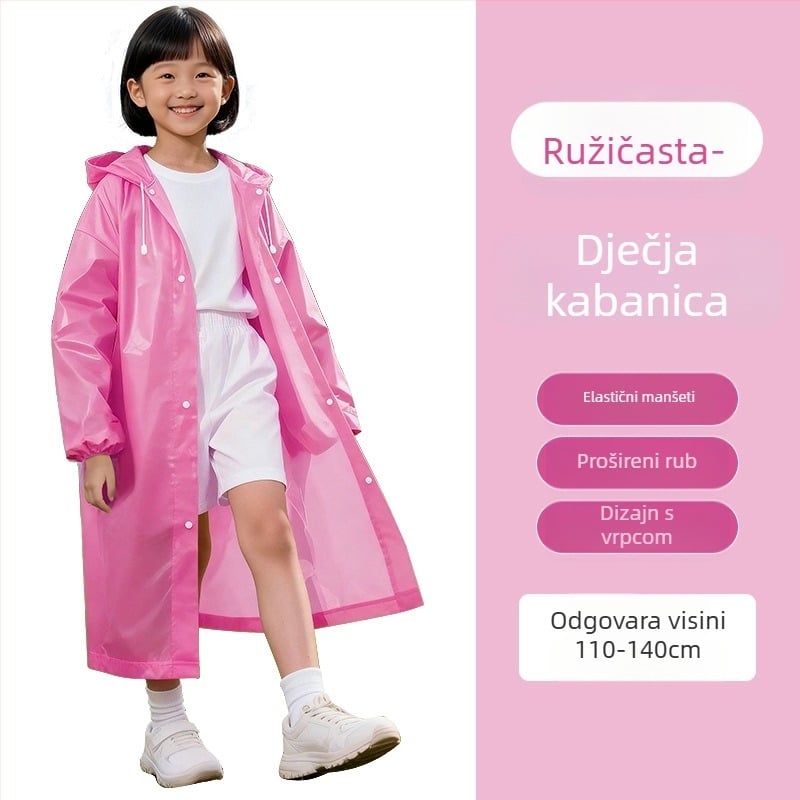 Dječji EVA kišna jakna, dugi kroj, zaštita cijelog tijela, za školu i putovanja, prenosni pončo