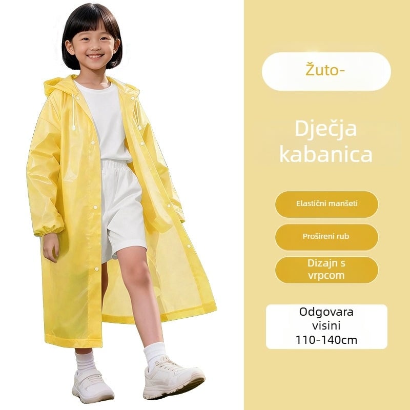 Dječji EVA kišna jakna, dugi kroj, zaštita cijelog tijela, za školu i putovanja, prenosni pončo