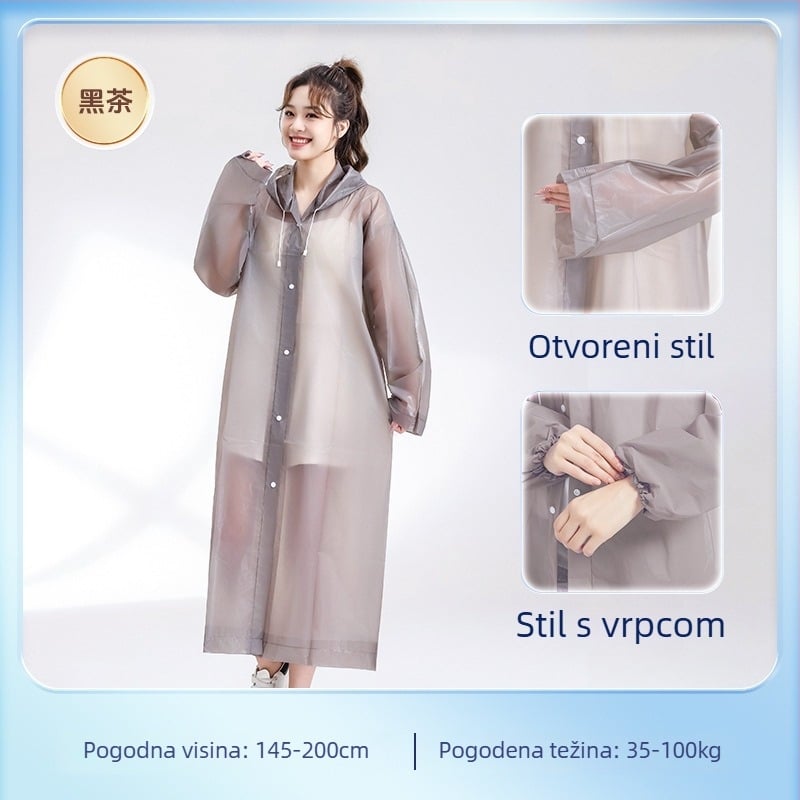 Planinarenje kišni pončo od EVA tkanine, višekratno upotrebljivo za odrasle, za jednu osobu, dugi, prijenosno kišno (EVA tkanina, debljina 0.10, PE ljepilo vodootporni sloj)