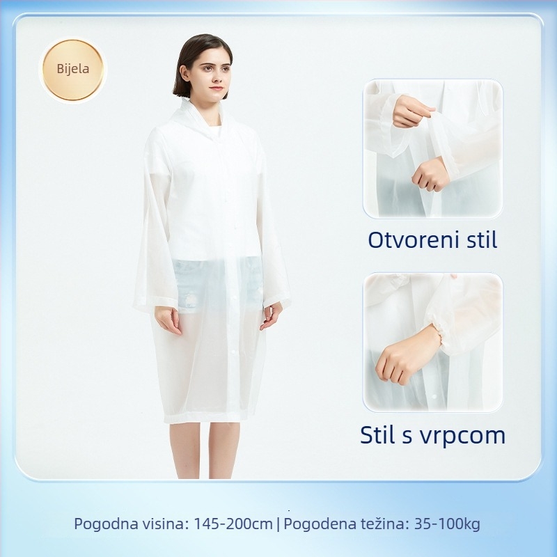 Planinarenje kišni pončo od EVA tkanine, višekratno upotrebljivo za odrasle, za jednu osobu, dugi, prijenosno kišno (EVA tkanina, debljina 0.10, PE ljepilo vodootporni sloj)