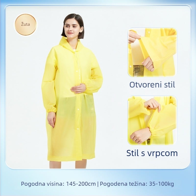 Planinarenje kišni pončo od EVA tkanine, višekratno upotrebljivo za odrasle, za jednu osobu, dugi, prijenosno kišno (EVA tkanina, debljina 0.10, PE ljepilo vodootporni sloj)