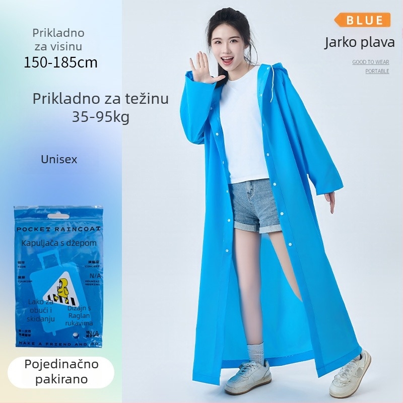 Jednokratna kišna kabanica, debeli EVA materijal, za odrasle – planinarski pončo