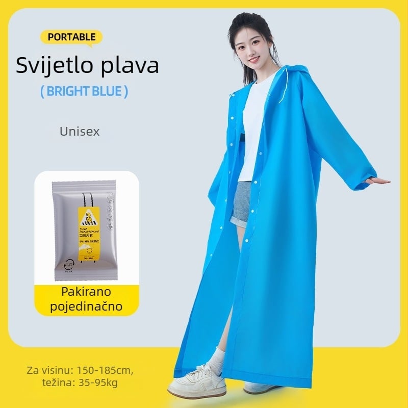 Jednokratna kišna kabanica, debeli EVA materijal, za odrasle – planinarski pončo