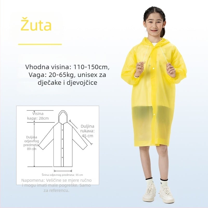 Dječje EVA kišno pončo, debeli, za ponovnu upotrebu, školska upotreba, za 1 dijete, uzrast 7–12 godina