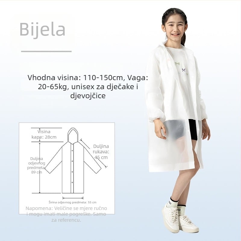 Dječje EVA kišno pončo, debeli, za ponovnu upotrebu, školska upotreba, za 1 dijete, uzrast 7–12 godina