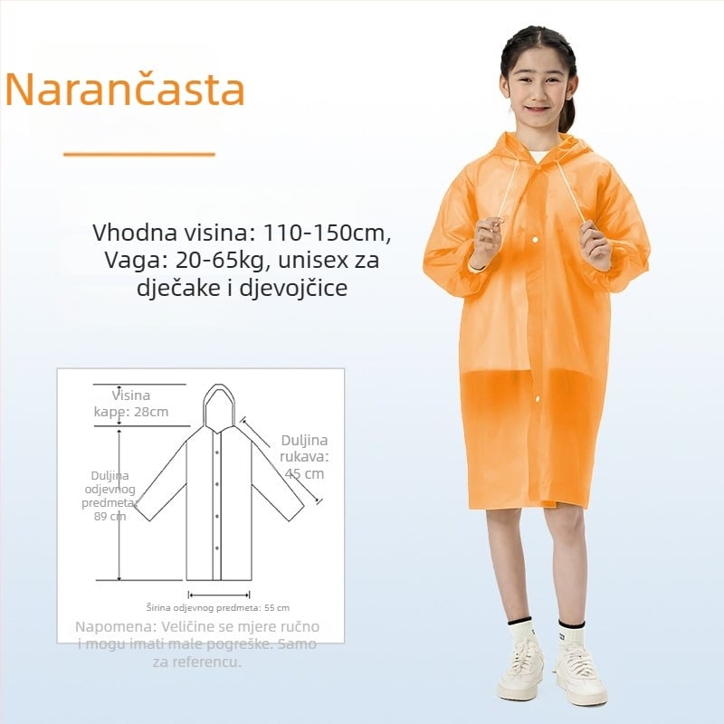 Dječje EVA kišno pončo, debeli, za ponovnu upotrebu, školska upotreba, za 1 dijete, uzrast 7–12 godina