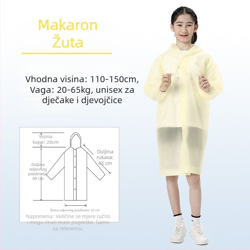 Dječje EVA kišno pončo, debeli, za ponovnu upotrebu, školska upotreba, za 1 dijete, uzrast 7–12 godina