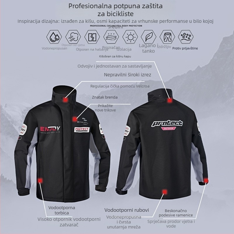 Podijeljeno kišno pončo za motocikl i električni skuter, tkanina 22-silk, PVC vodootporni sloj, za jednu odraslu osobu