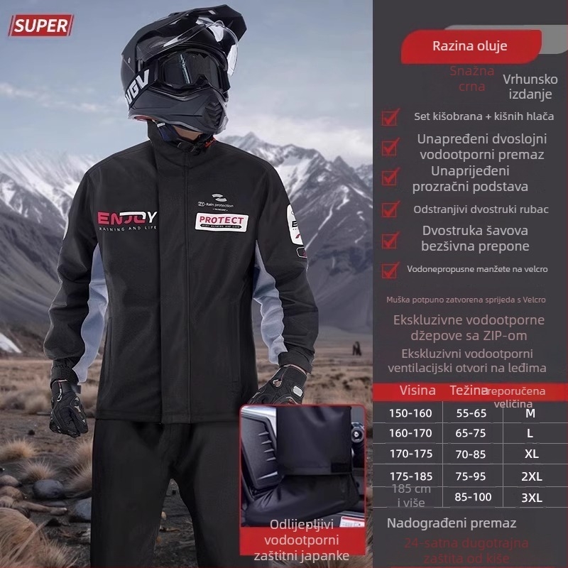 Podijeljeno kišno pončo za motocikl i električni skuter, tkanina 22-silk, PVC vodootporni sloj, za jednu odraslu osobu