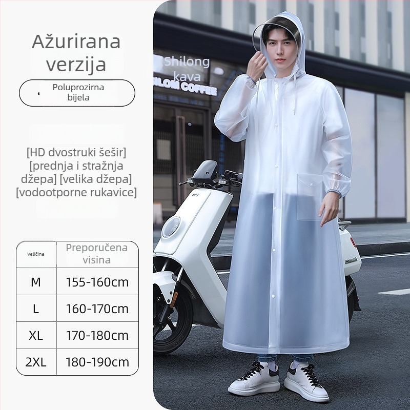 Višekratni kišni pončo za odrasle, za motocikle i električna vozila, EVA tkanina, debeli, za jednu osobu