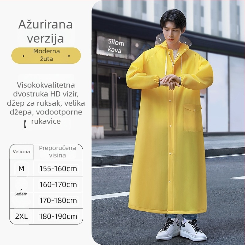 Višekratni kišni pončo za odrasle, za motocikle i električna vozila, EVA tkanina, debeli, za jednu osobu