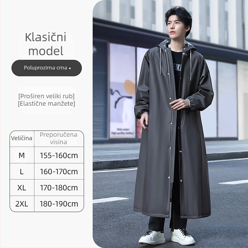 Višekratni kišni pončo za odrasle, za motocikle i električna vozila, EVA tkanina, debeli, za jednu osobu