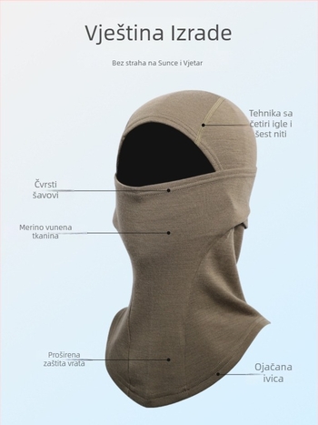 Merino vunena kapuljača-maska za motocikle: zaštita od sunca, maska za lice koja upija znoj, unisex, za vanjske aktivnosti