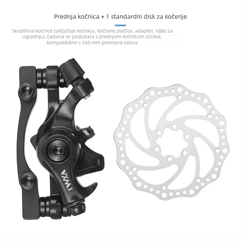 VXM Metalni kaliper za disk kočnicu za bicikl – prilagodljiva ugradnja, prednja i stražnja, za MTB