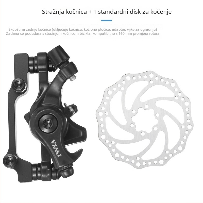 VXM Metalni kaliper za disk kočnicu za bicikl – prilagodljiva ugradnja, prednja i stražnja, za MTB