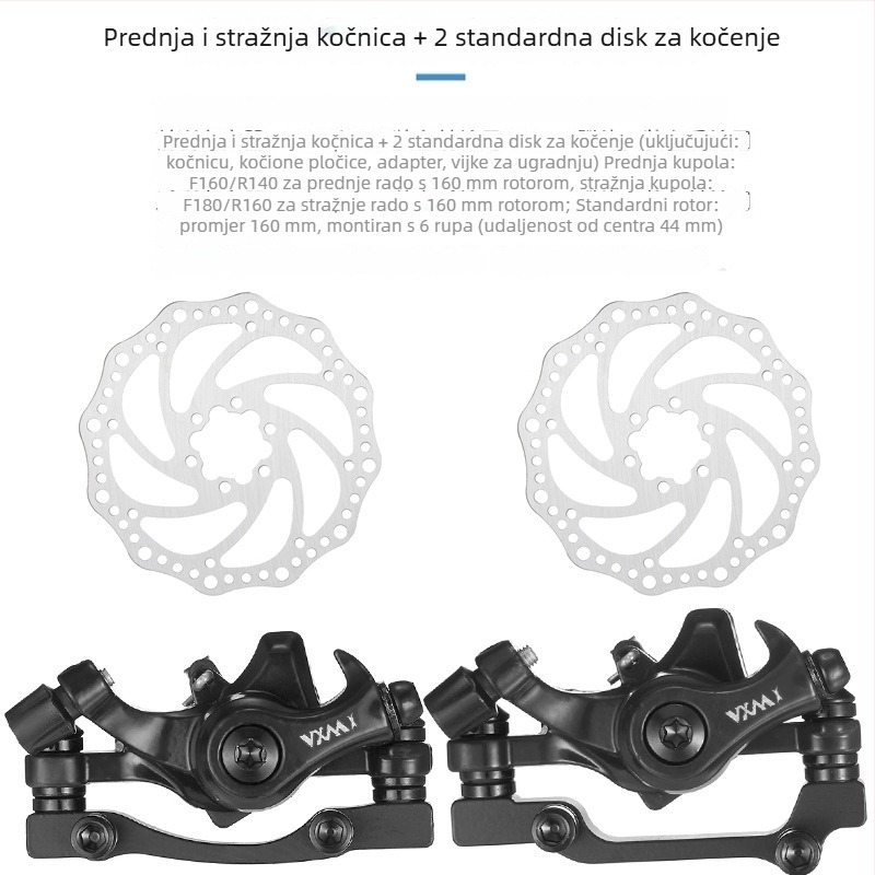 VXM Metalni kaliper za disk kočnicu za bicikl – prilagodljiva ugradnja, prednja i stražnja, za MTB