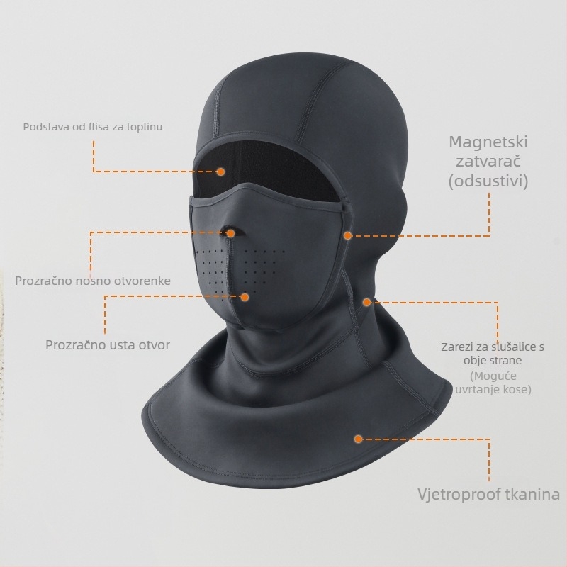 Zimska maska za vožnju biciklom, vodootporna tkanina, unisex, zaštita lica u hladnoći