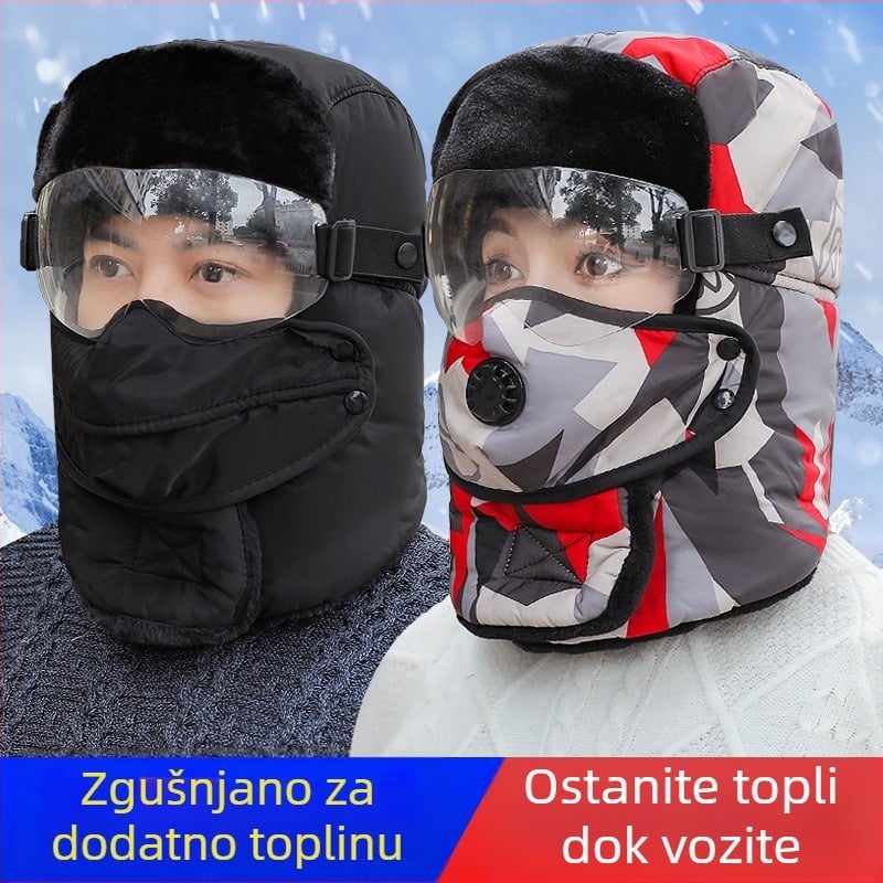 Maska za vožnju električnim motociklom s toplom kapulom i zaštitom lica (nylon materijal, marke nabaoduo, unisex, otporna na vjetar, izolacija od hladnoće)