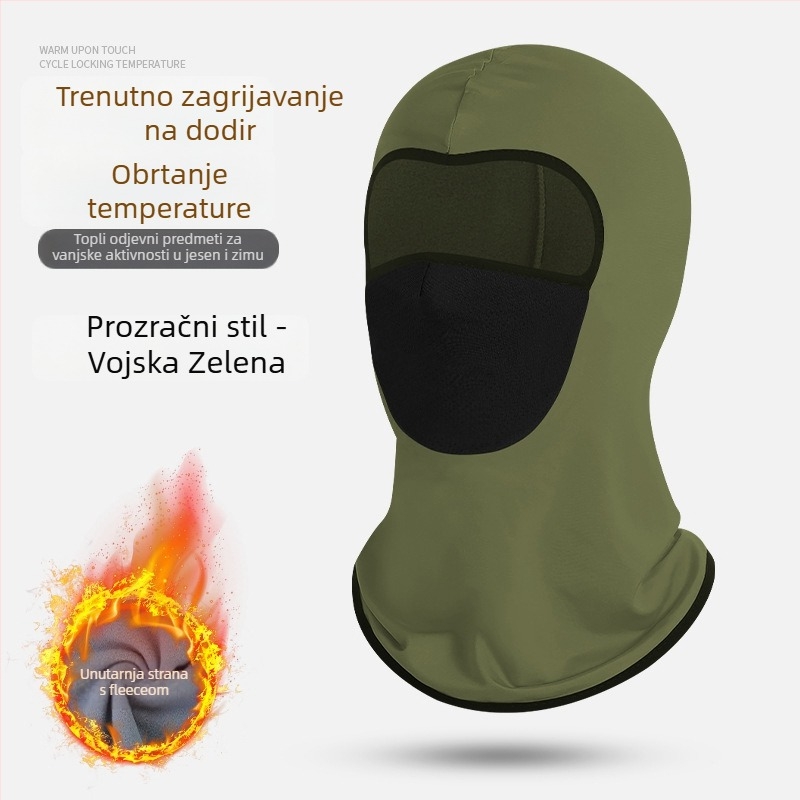 Maska za vožnju bicikla s integriranom flis kapuljom i ovratnikom – poliester, MAKINO FOX, unisex