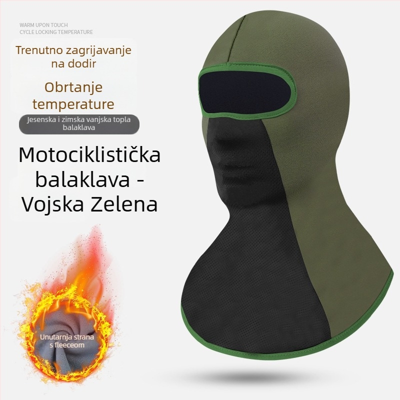 Maska za vožnju bicikla s integriranom flis kapuljom i ovratnikom – poliester, MAKINO FOX, unisex