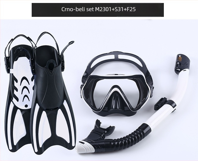 Šnorklaški set: peraje, suhi šnorkel i maska za ronjenje; Materijal: PP, TPR, POM; Brend: Asy; Pogodno za odrasle i djecu