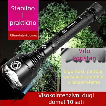 LED baterijska svjetiljka s aluminijskim tijelom, kapacitet baterije 6800, snaga 10, domet 200–500 m