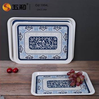 Melaminska četvrtasta taca za čaj u novom kineskom stilu, raznolikim uzorcima, otisnutim logom i mogućnošću prilagodbe.