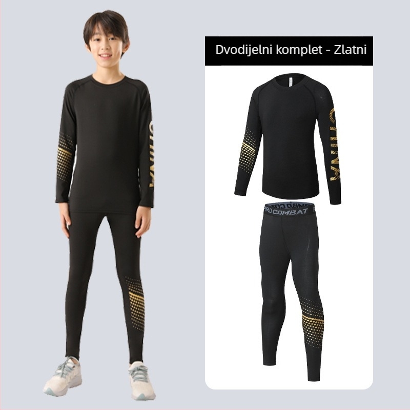 Dječji sportski set — brzo se suši, prozračan, ultra lagan milk silk materijal s 8% spandeksa; dugi rukavi, okrugli ovratnik; za jesen za dječake