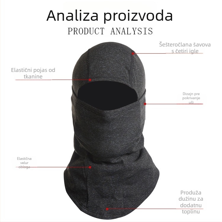 Unisex maska za vožnju s kacigom, 300 g elastičnog baršuna, Maiden, zaštita lica za vanjsku vožnju biciklom i skijanje, prilagodljivo postupanje
