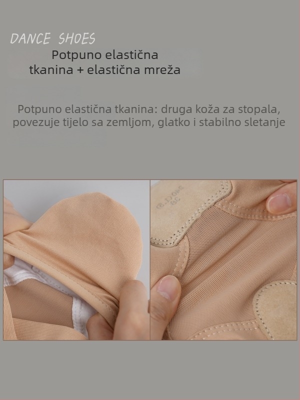 Plesne cipele Lingyan – Gornji dio od elastičnog platna, Đon od goveđe kože, Prozračne, Otporne na habanje, Zatvaranje oko stopala – Za odrasle, Unisex, Plesni pokreti