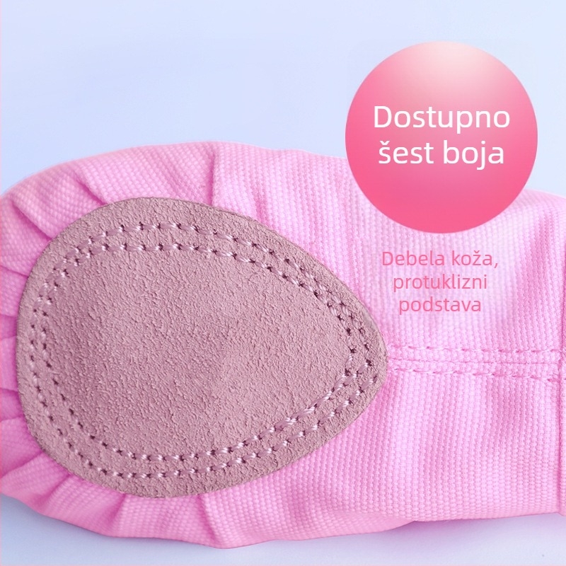 Ženske plesne cipele – platnene gornji dio, potplat od umjetne kože, okrugli vrh, ravnoteža, plesni pokreti