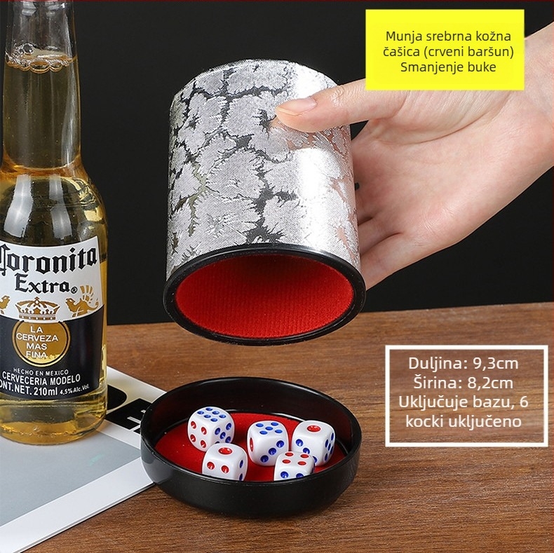 Runwei ABS set čašica za kockice s utišivačem, debeli miješajući čaš, uključuje kockice