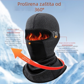 Maska za biciklizam s vjetro zaštitom i fleecem obloženim ovratnikom, poliester, unisex