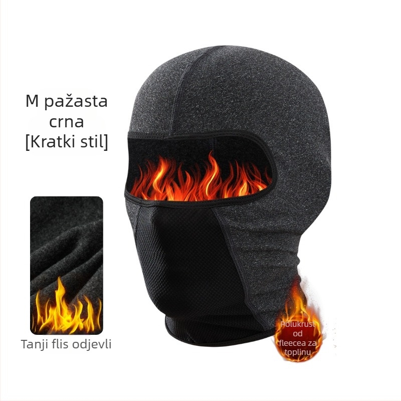 Maska za biciklizam s vjetro zaštitom i fleecem obloženim ovratnikom, poliester, unisex