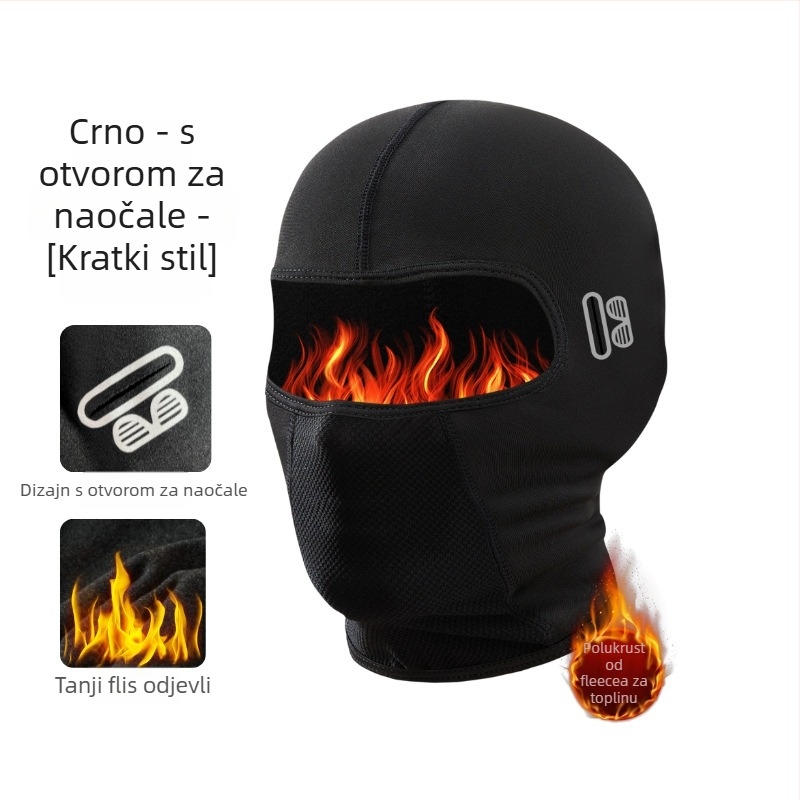 Maska za biciklizam s vjetro zaštitom i fleecem obloženim ovratnikom, poliester, unisex