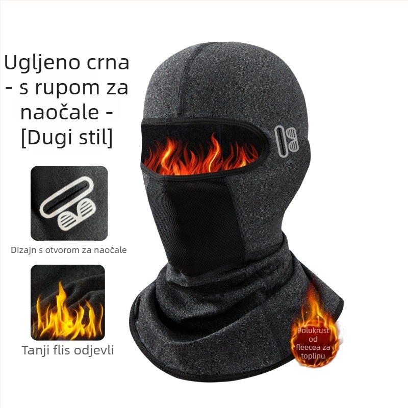 Maska za biciklizam s vjetro zaštitom i fleecem obloženim ovratnikom, poliester, unisex