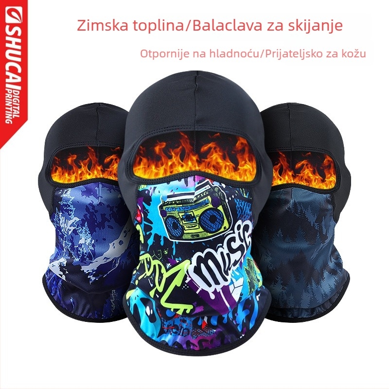 Maska za biciklizam s balaklavom – vjetrootpornost i otpornost na hladnoću, poliester, unisex, na skladištu, ovlaštena privatna marka