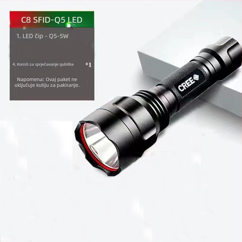 T6 LED svjetiljka, 10W, 4200mAh punjiva, aluminijska legura kućište, vodootporna, domet 200–500 m