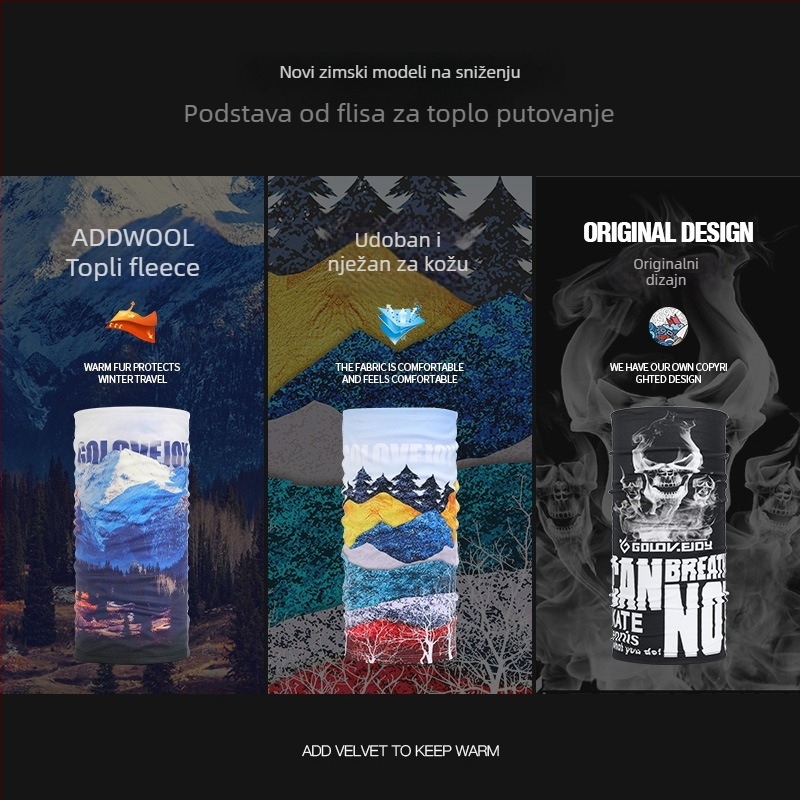 Rexchi maska za vožnju/skijanje, zima, plišani velur, otporna na prskanje, debela i topla, hip-hop magični turbán, muški model, za biciklizam/izlete/planinarenje/skijanje