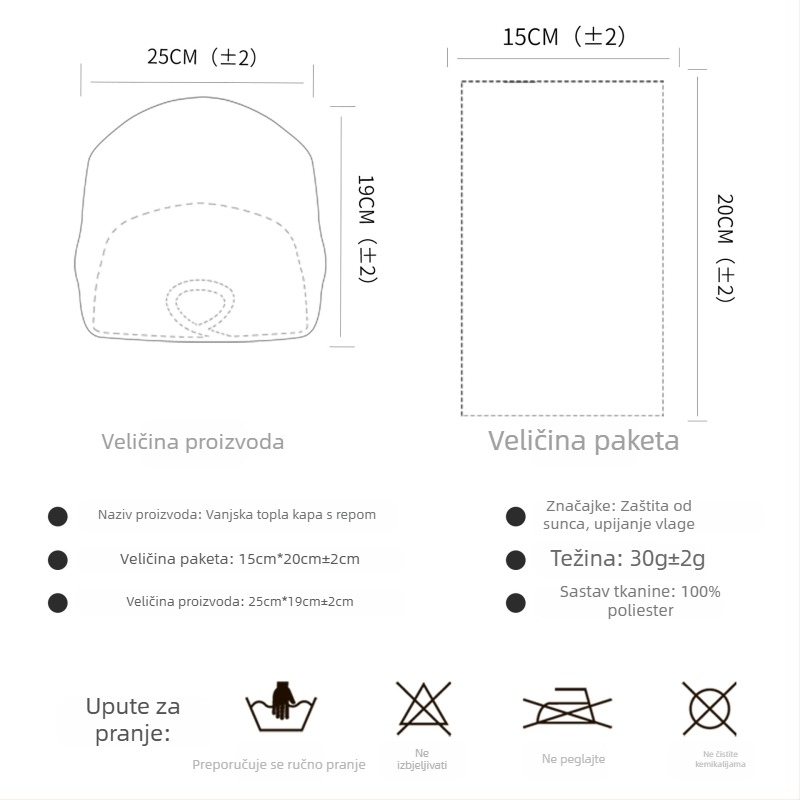 Wozan Windproof topla maska za biciklizam s unutarnjim slojem kacige, poliester, unisex, za vanjske sportove