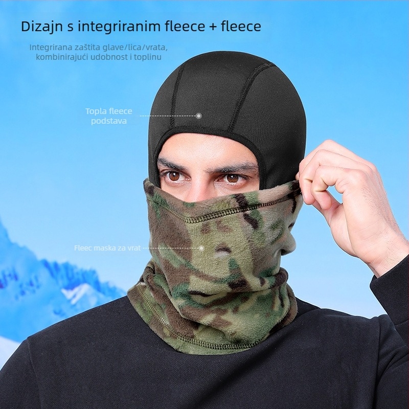 Maska za biciklizam s polarnim flisom, zimska kapa za vožnju i skijanje, poliester, marke Ruidong, unisex, otporna na vjetar